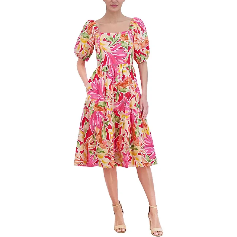 Special Buy Womens Floral Smocked Midi Dress