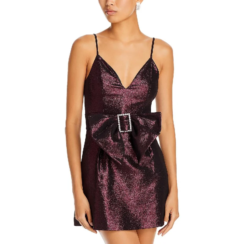 Best Seller Ana Womens Metallic Rhinestone Fit & Flare Dress