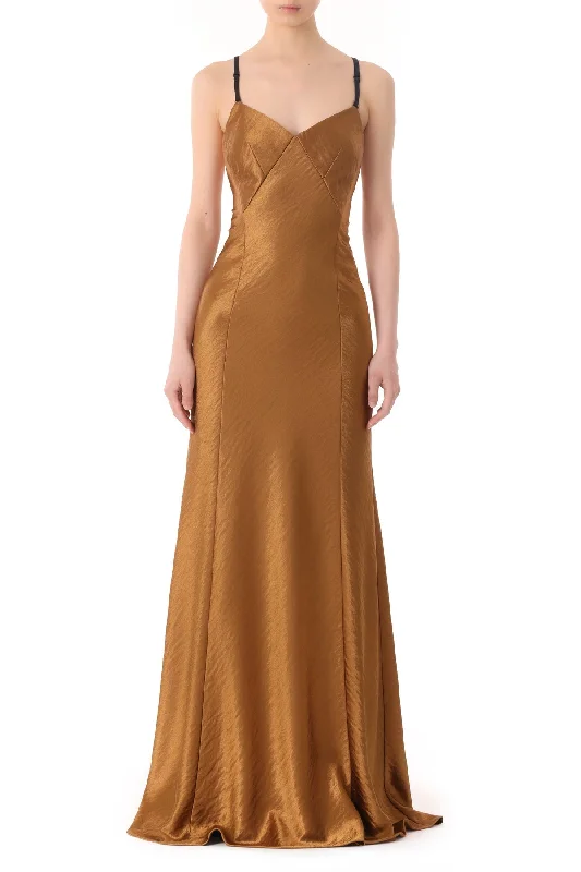 Clearance Items Low Back Hammered  Satin Gown