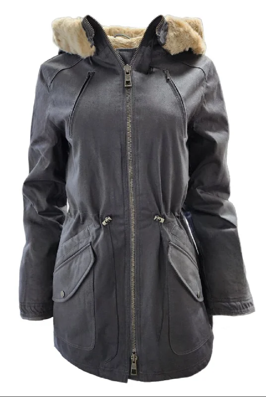 Crazy Deals HoodLamb Women's Dark Grey Natural Hemp Hooded Warm Parka 420 NWT