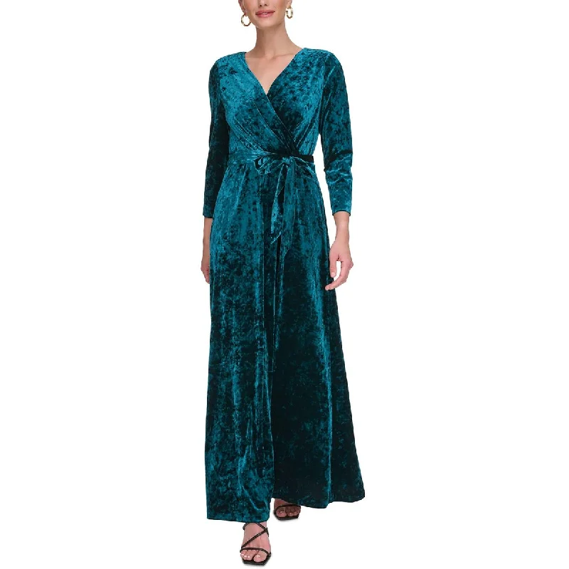 Act Fast Womens Belted Long Cocktail And Party Dress