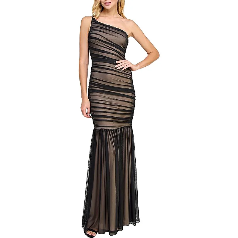 Super Sale Juniors Womens Ruched Mesh Evening Dress