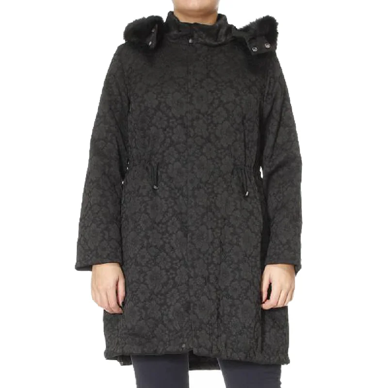 Can't Miss Marina Rinaldi Women's Pegaso Embroidered Floral Coat, Black