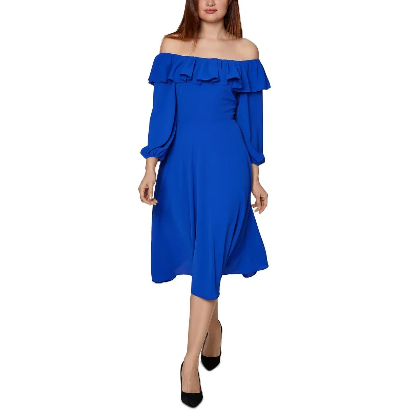 Savings Galore Womens Crepe Off-The-Shoulder Cocktail and Party Dress