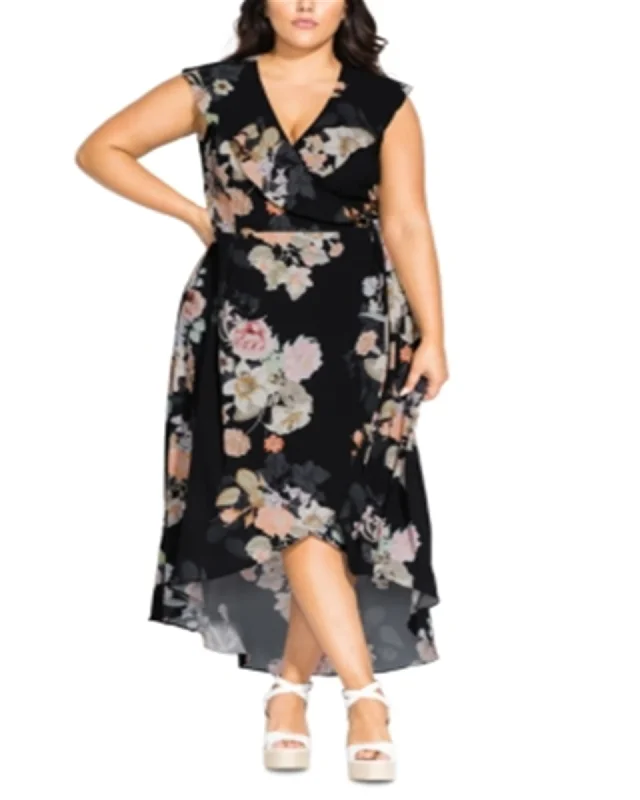 Doorbuster Deal City Chic Women's Trendy Plus High Low Maxi Wrap Dress Black Size XS | Black Doorbuster Deal City Chic Women's Trendy Plus High Low Maxi Wrap Dress Black Size XS | Black
