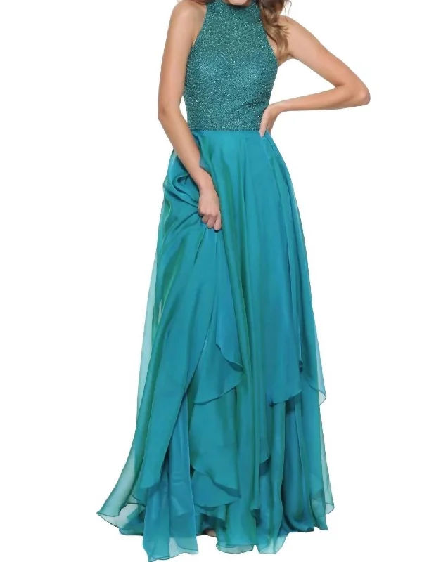 Low Prices Halter Prom Dress In Jade