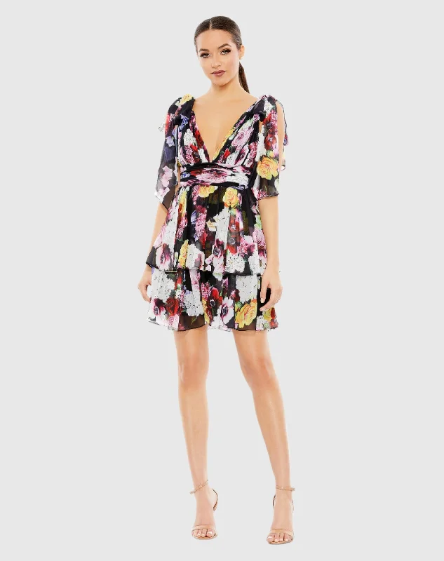 Big Discounts Floral Print Ruffled Sleeveless Soft Tie Dress