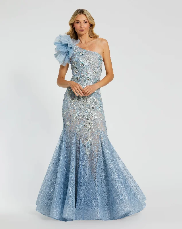 Super Savings Embellished Tulle Flower Detail Mermaid Gown