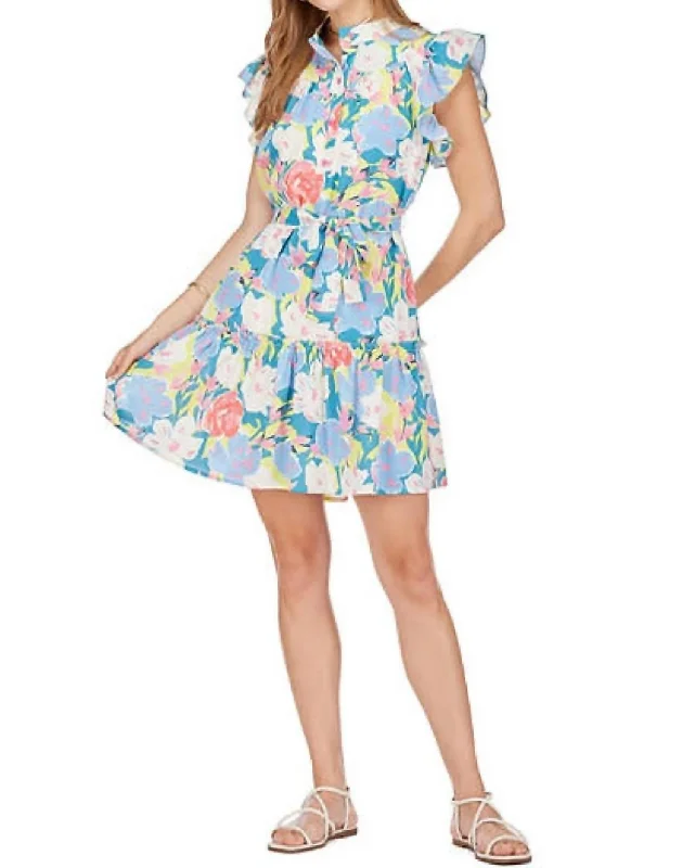 Anniversary Sale Placket Dress In Pastel Magnolias