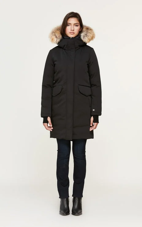 Limited Time Discount SOIA & KYO WOMENS PAYTON STRAIGHT-FIT CLASSIC DOWN COAT BLACK