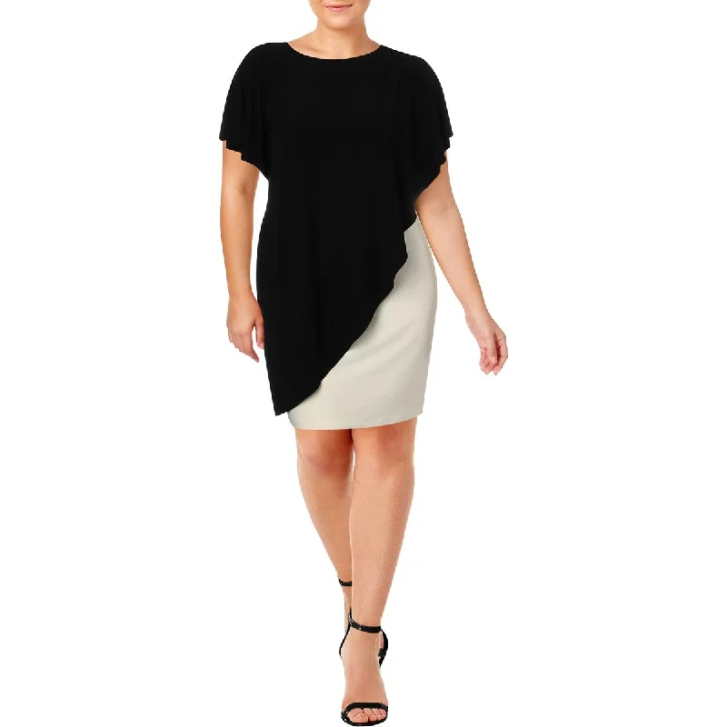 Weekend Flash Sale Naila Womens Two-Tone Overlay Sheath Dress