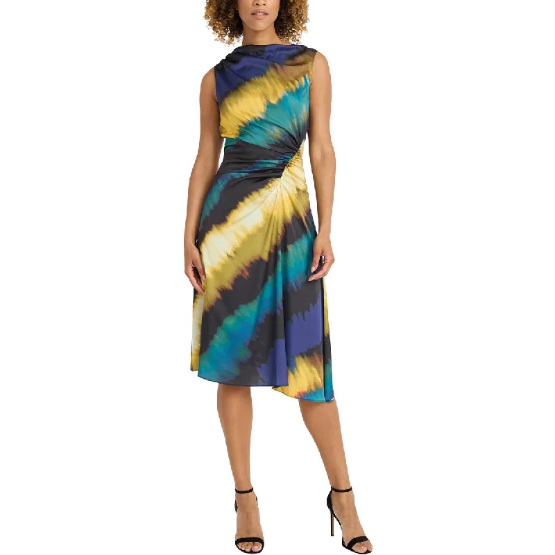 Can't Miss Womens Ruched Sleeveless Midi Dress