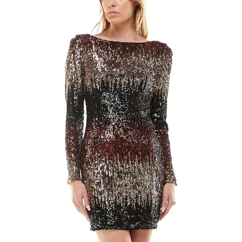 Incredible Offers Juniors Womens Sequined Mini Bodycon Dress