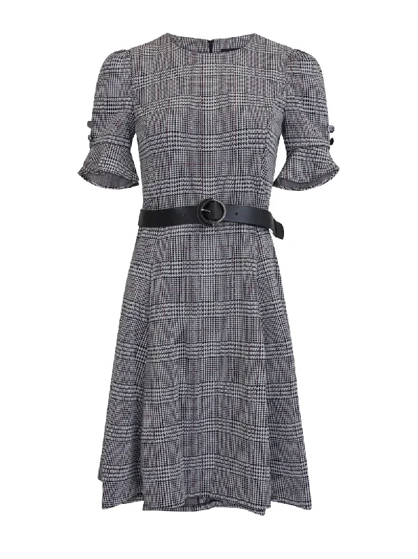 Can't Miss Plaid Knit Jaquard Dress