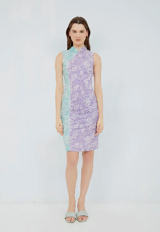 Massive Deals SAKURA さくら LILAC MINT Batik Cheongsam Dress BATIK
