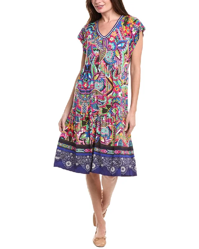 Extra Discounts Johnny Was Demarne Tiered Tea-Length Dress