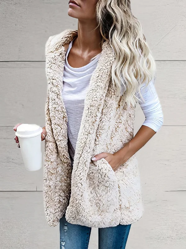 Bargain Prices Fuzzy Fleece Vest with Pockets