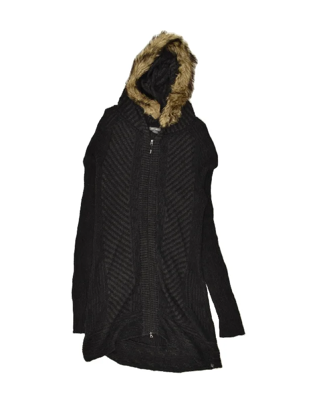 Fantastic Offers EDDIE BAUER Womens Longline Hooded Cardigan Sweater UK 14 Medium Black