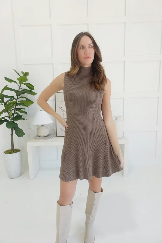 Price Cut Perfect Timing Mini Dress - Mocha