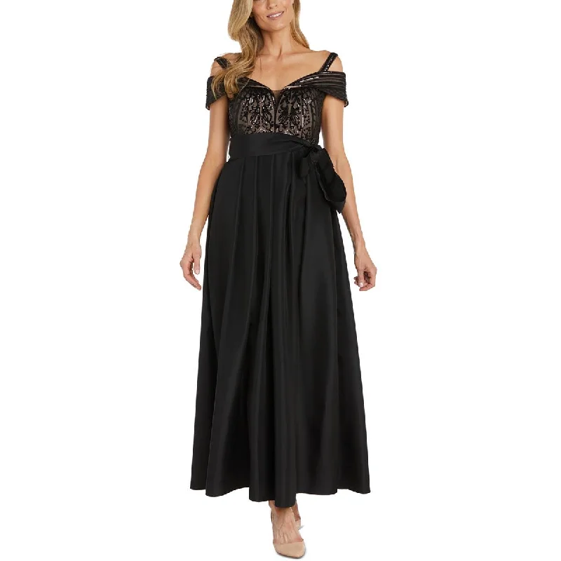 Get It Before It’s Gone Womens Sequin Cold Shoulder Evening Dress