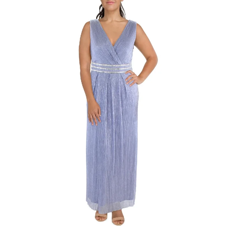 Clearance Event Plus Womens Metallic Surplice Evening Dress