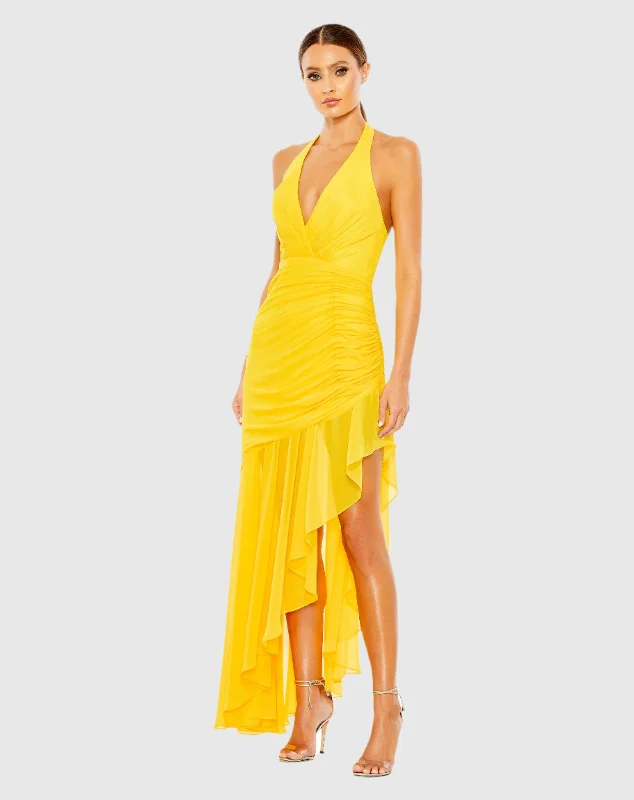 Today’s Special Asymmetrical Ruffle Hem Halter Strap Dress