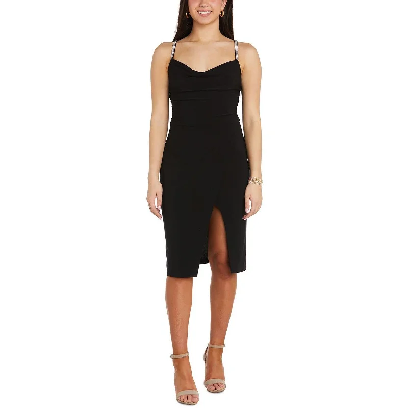 Take Advantage Womens Matte Jersey Jeweled Cocktail and Party Dress