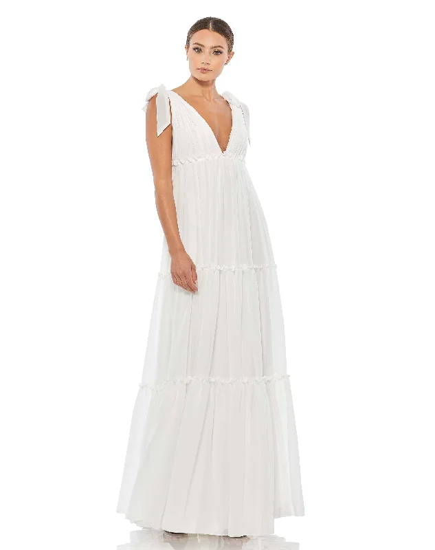 Shop and Save Tiered V-Neck Plunging Maxi Dress