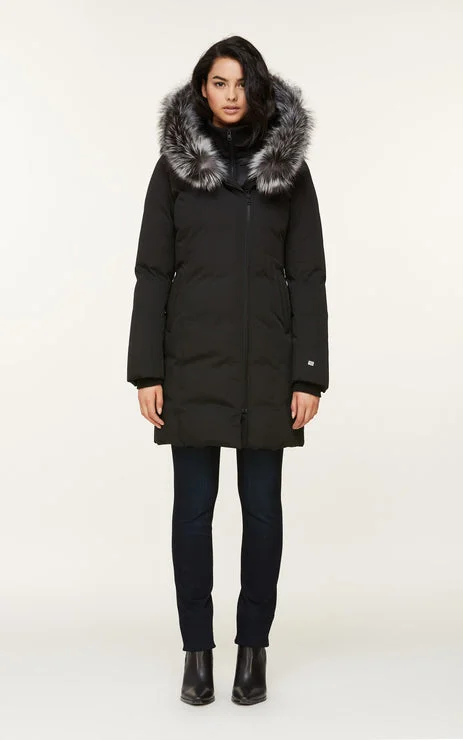 Stock Up and Save SOIA & KYO WOMENS SALMA CLASSIC DOWN COAT WITH REMOVABLE SILVER FUR BLACK Stock Up and Save SOIA & KYO WOMENS SALMA CLASSIC DOWN COAT WITH REMOVABLE SILVER FUR BLACK