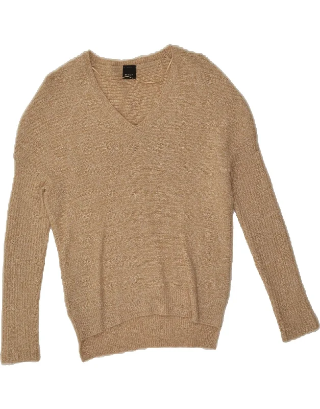 Flash Deals PINKO Womens V-Neck Jumper Sweater UK 6 XS Brown Wool