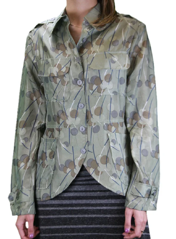 Limited Stock CUSTO BARCELONA Womens Soldier Silk Polka Dot Blazer Jacket 492214 $176 NWT