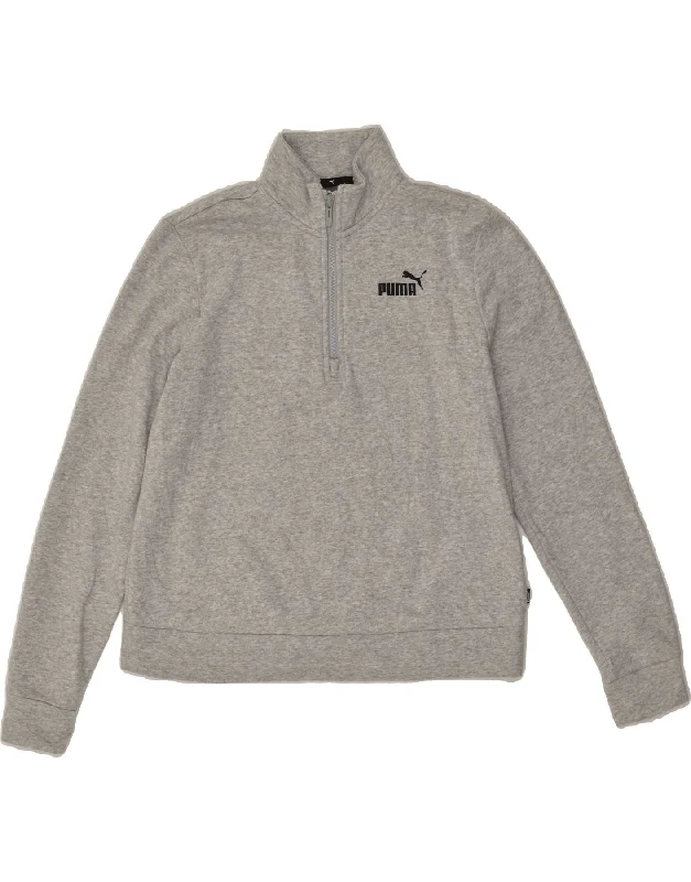 Super Bargain PUMA Womens Zip Neck Sweatshirt Jumper UK 14 Medium Grey Cotton