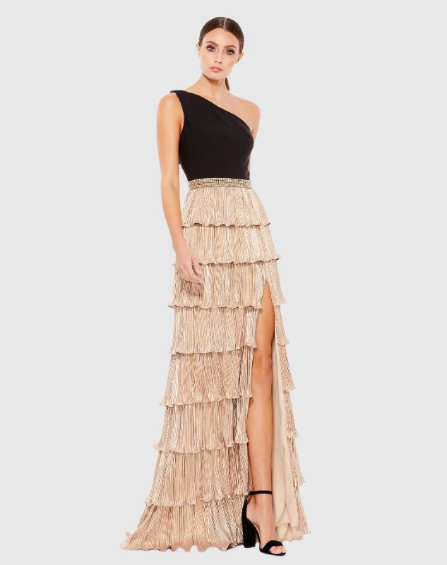 Shop and Save One Shoulder Ruffle Tiered Gown
