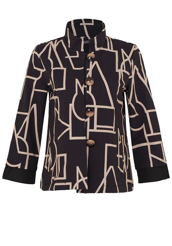 Exclusive Offers Dolcezza Abstract Print Boxy Short Jacket, Black