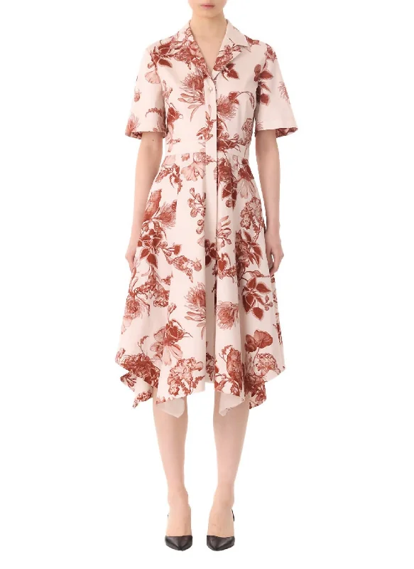 Flash Sale Forest Floral Printed Midi Shirtdress In Calico/rust