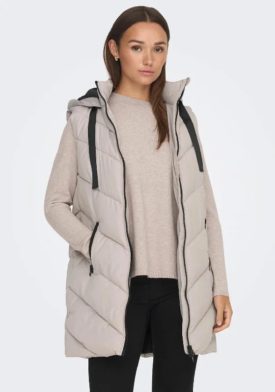 Special Price JDY Skylar Padded Long Gilet, Chateau Gray
