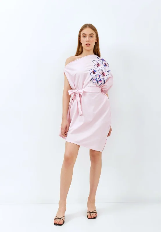 Bonus Savings CHERRY BLOSSOM Embroidery Pink Toga Dress