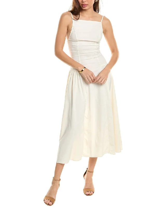 Closeout Sale WeWoreWhat Flare Panel Linen-Blend Midi Dress