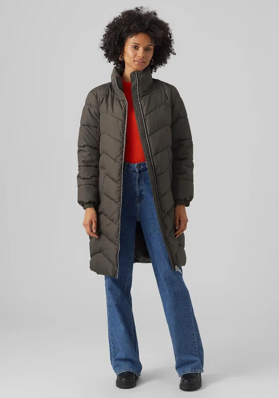 Bargain Prices Vero Moda Liga Quilted Long Coat, Peat