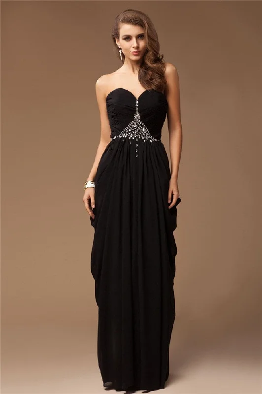 The Best Prices Sheath/Column Sweetheart Sleeveless Beading Long Chiffon Dresses
