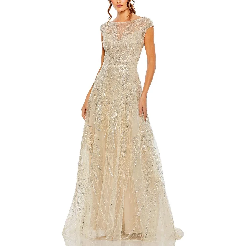 Super Sale Womens Tulle Sequined Evening Dress