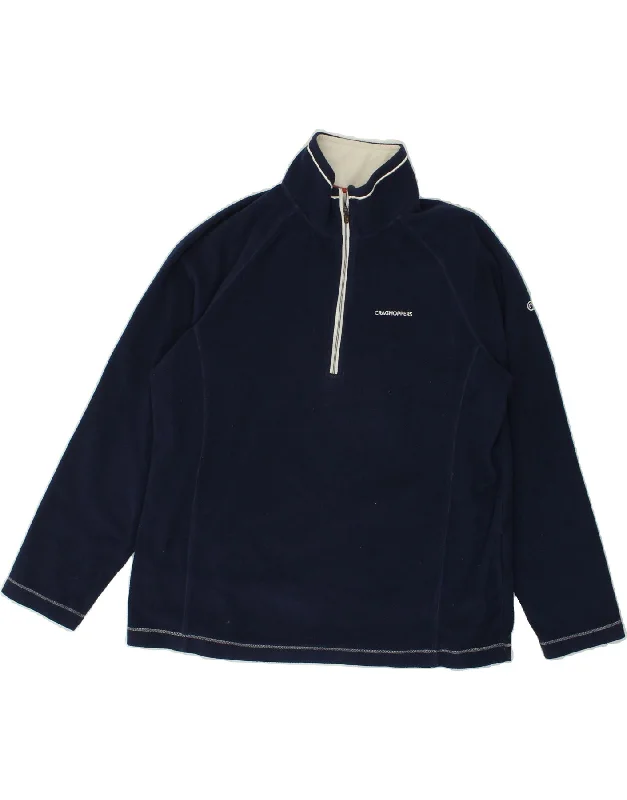 Deal Mania CRAGHOPPERS Womens Zip Neck Fleece Jumper UK 14 Large  Navy Blue Polyester
