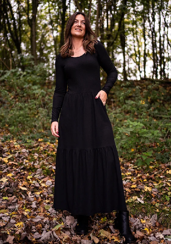 Special Buy Mena Black Tiered Hem Midaxi Dress