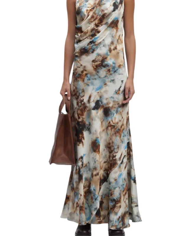 Year-End Sale Reena Maxi Dress In Blue Brown Rust