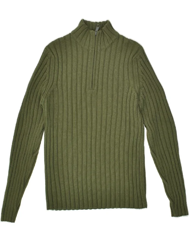 Mega Deal RIFLE Womens Zip Neck Jumper Sweater UK 14 Medium Green