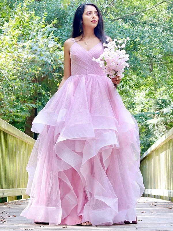 Discount Deals A-Line/Princess Tulle Ruffles Spaghetti Straps Sleeveless Floor-Length Dresses Discount Deals A-Line/Princess Tulle Ruffles Spaghetti Straps Sleeveless Floor-Length Dresses