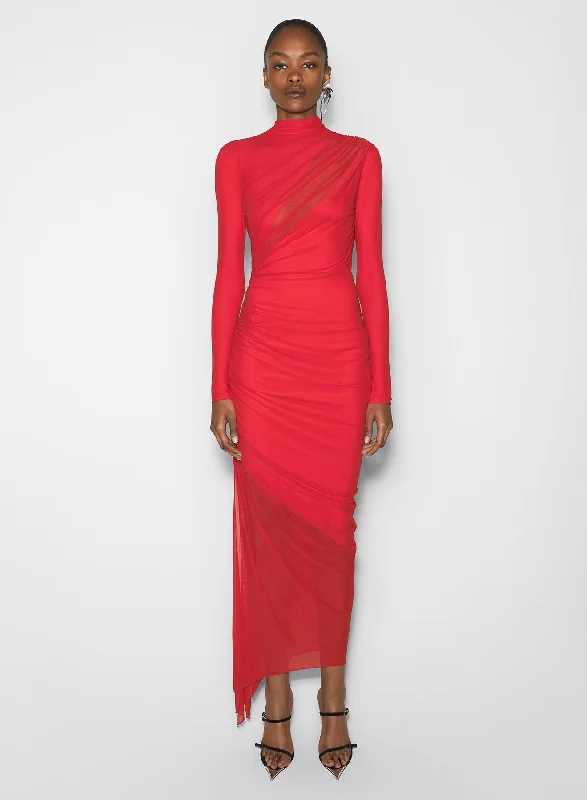 Don’t Miss Out red asymetrical double layered dress