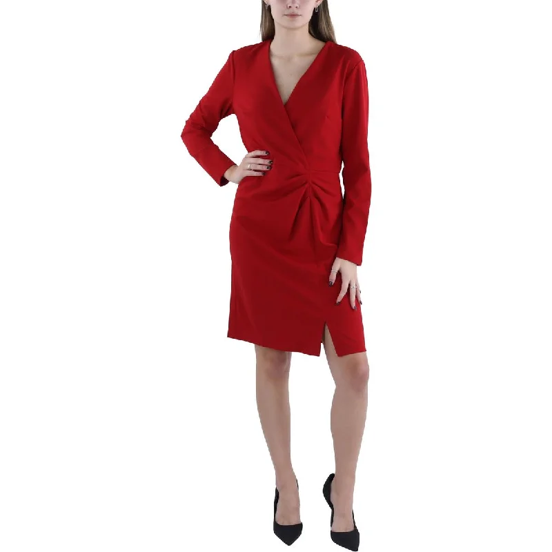 Don't Miss Womens Faux Wrap V-Neck Cocktail And Party Dress