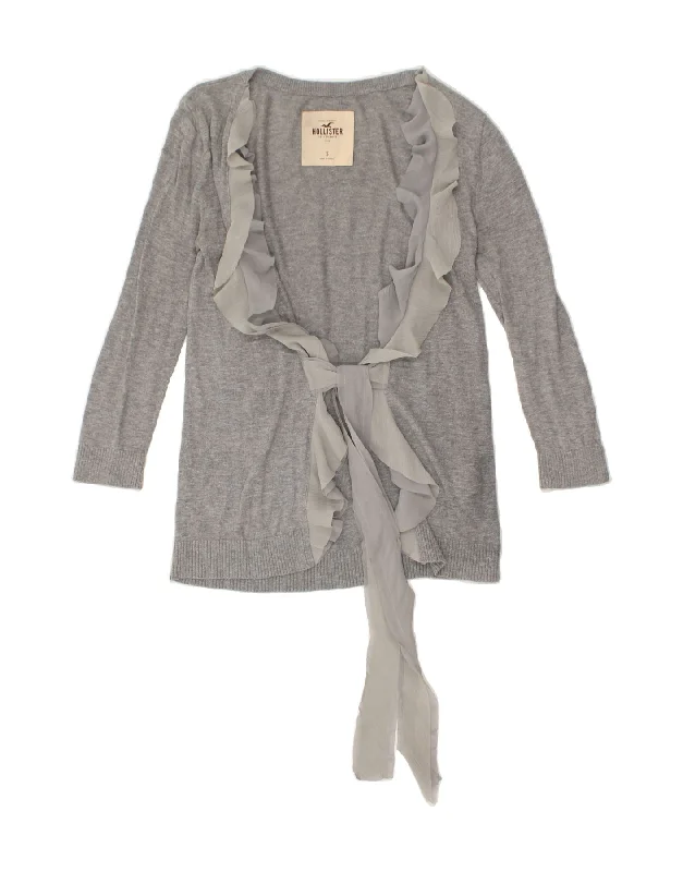 Take Advantage HOLLISTER Womens 3/4 Sleeve Front Tie Cardigan Sweater UK 8 Small Grey