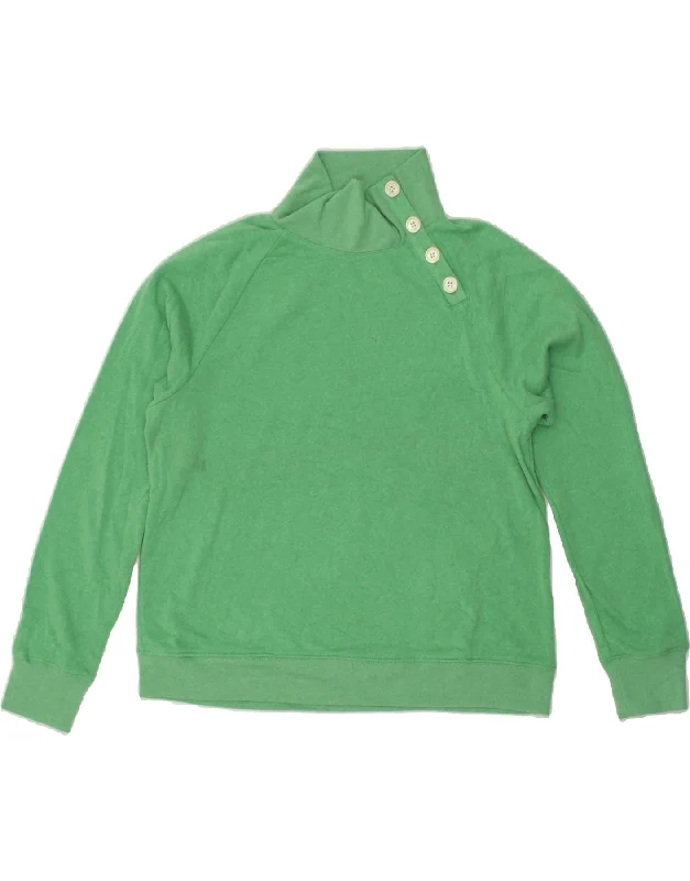 Value Deals J. CREW Womens Button Neck Sweatshirt Jumper UK 16 Large Green Cotton